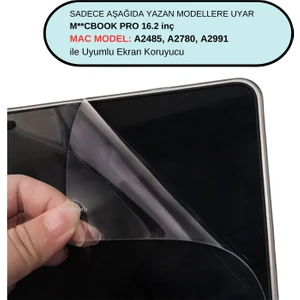 Laptop Macbook Pro Ekran Koruyucu 16.2 inç M1-M3 A2485 A2780 A2991 ile Uyumlu Anti Scratch