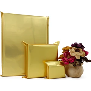 Repro Design 30X45 Gold Lüks 10 Adet Yapışkanlı Metalize Hediye Poşeti Metalik Hediye Ambalaj Paketi