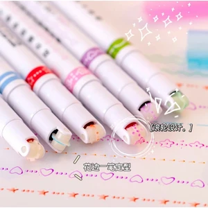 6'lı Desenli Silindir 6 Şekil Çizim Mühür Kalemi Fosforlu Çizgi Vurgulayıcı Linear Color Pen
