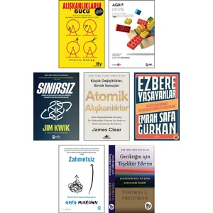 Alışkanlıkların Gücü (Charles Duhigg) + Agile Devri + Sınırsız (Jim Kwik) + Atomik Alışkanlıklar + Ezbere Yaşayanlar (Emrah Safa Gürkan) + Zahmetsiz + Geciktiğin İçin Teşekkür Ederim / 7 Kitap Set