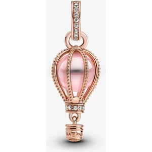 Poseidons Jewellery Pembe Parıltılı Sıcak Hava Balonu Sallantılı Charm