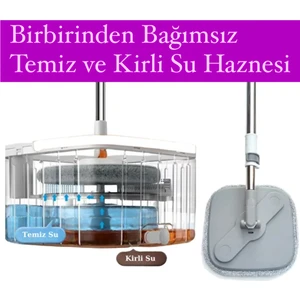 - Temiz Su ve Kirli Su Ayıran Otomatik Temizlik Mop Seti