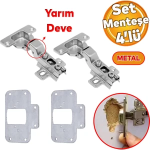 Mobilya Dolap Kapak Taş Menteşe Tamir Onarım Saç Sacı Yuva Tablası Yarım Deve Tas Menteşe 4'lü Set