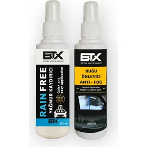 Yağmur Kaydırıcı & Buğu Önleyici Sprey 250 ml (Araç-Kask-Gözlük-Ev-Işyeri Camı) 2'li Set