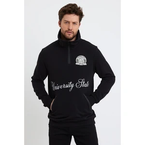 Polo State Erkek Dik Yaka 3 Iplik Sweatshirt Siyah