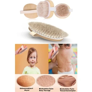 %100 Keçi Kılı Doğal Bebek Saç Fırçası ve Vücut Fırçası (Kan Akışını Hızlandırır)