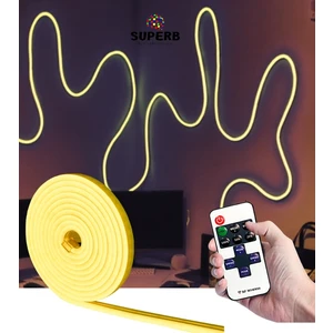 Neon LED Şerit Seti 2.5 Metre Sarı Işık Kumandalı ve Adaptör