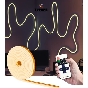 Neon LED Şerit Seti 2.5 Metre Amber Kumandalı ve Adaptör
