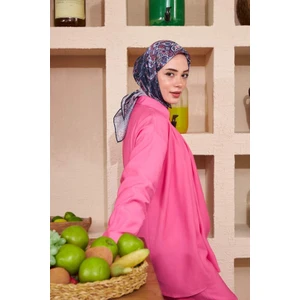 Moda Mevsimi Ipekhan Etnik Serisi Soft Pamuk Viskon Eşarp Lacivert Gül