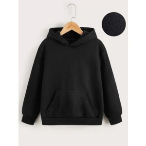 Giyim Center Çocuk  Kapüşonlu Düz Sweatshirt - Siyah