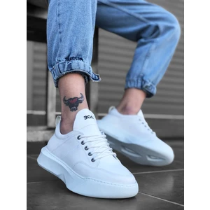 BA0163 Bağcıklı Erkek Yüksek Taban Beyaz Spor Ayakkabı