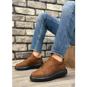 BA0548 Boa Kalın Yüksek Taban Taba Siyah Bağcıklı Spor Erkek Ayakkabı