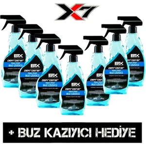 Araba Cam Buz Çözücü Sprey 500 ml x 7 Adet & Buz Kazıyıcı Hediyeli