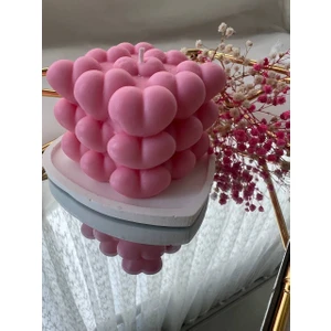 Love Candles Kalplı Bubble Mum+ Kalp Tabak Hediyesi, Aşk Mum, Kalp Desenli Mum, Love Mum, Sevgililer Günü Hediyesi