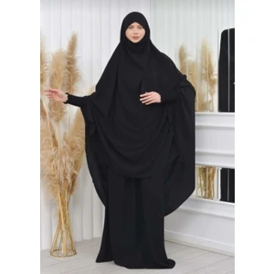 3A Moda 3lü Takım Tesettür Çarşaf Siyah - Standart Beden