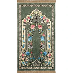 Bursa İpek Yeşil Bambu Halı Seccade