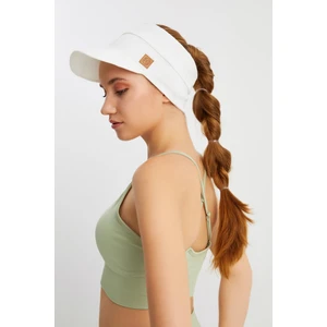 Kadın Beyaz Uv Korumalı Katlanabilir Üstü Açık Yumuşak Siperli %100 Pamuklu Penye Tenis Vizör Şapka