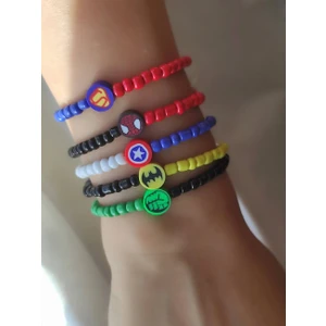 Amabel Jewelerys Marvel Kahramanlar Çocuk Bileklik Seti (Superman, Hulk, Batman, Captain America, Spiderman)