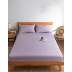 Ranforce Pamuklu Lila Yastık Kılıflı Lastikli Çarşaf Takımı Tek Kişilik 100 x 200