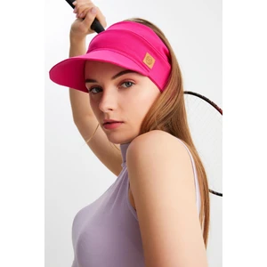 Kadın Fuşya Uv Korumalı Katlanabilir Üstü Açık Yumuşak Siperli %100 Pamuklu Penye Tenis Vizör Şapka