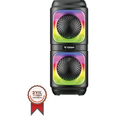Torima D19 Siyah Renkli Bluetooth Hoparlör 20 W Taşınabilir Tasarım ve RGB Işıklarla Eğlenceli
