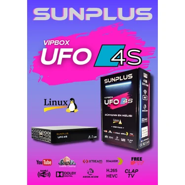 Sunplus Vıpbox Ufo 4s linux taban  Uydu Alıcısı 4GB DDR3