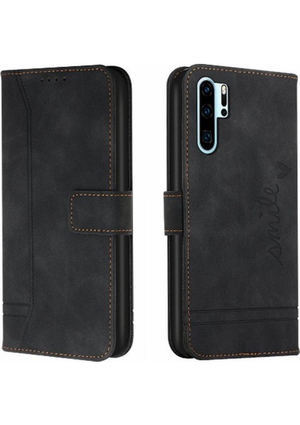 Huawei P30 Pro Flip Folio Cüzdan Kart Yuvaları Için Manyetik Telefon Kılıfı (Yurt Dışından)
