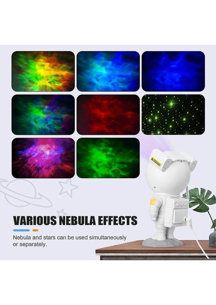 Astronot Projektör Gece Masa Lambası Galaxy Gökyüzü Nebula Projeksiyon Kumandalı Aydınlatma