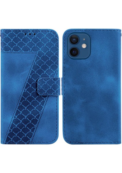 Telefon Kılıfı Için iphone 12 Mini Flip Folio Kapak Cüzdan Kabartmalı Desen Pu (Yurt Dışından)