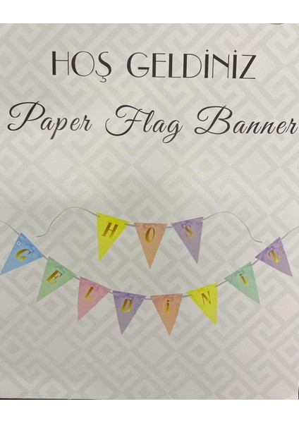 Hoş Geldiniz Makaron Renkli Flama Bayrak 270 cm