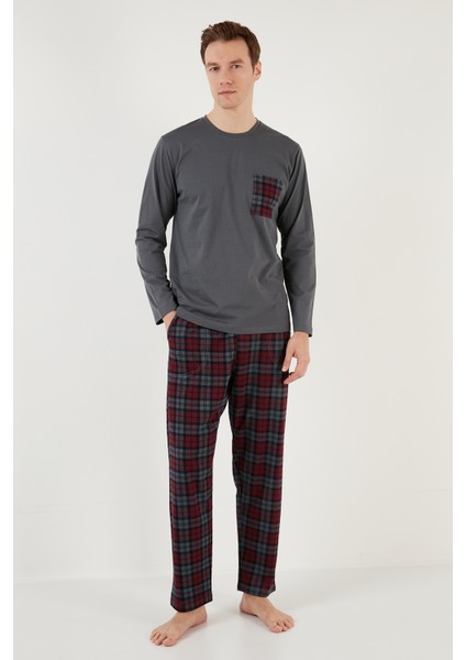 Ekoseli Cepli Beli Lastikli Pamuk Regular Fit Pijama Takımı Erkek Pijama Takımı 6572001