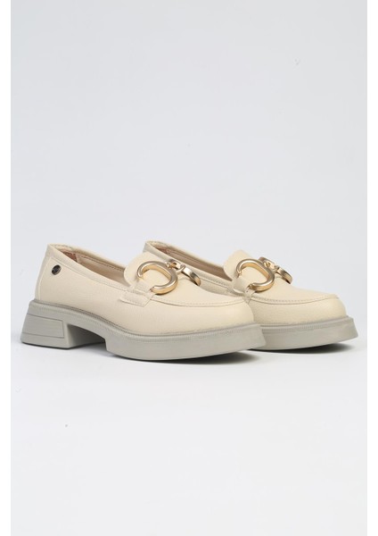 Kadın Krem PC-52650 - 3441 Günlük Ayakkabı Suni Deri Kısa Topuklu fiyatları