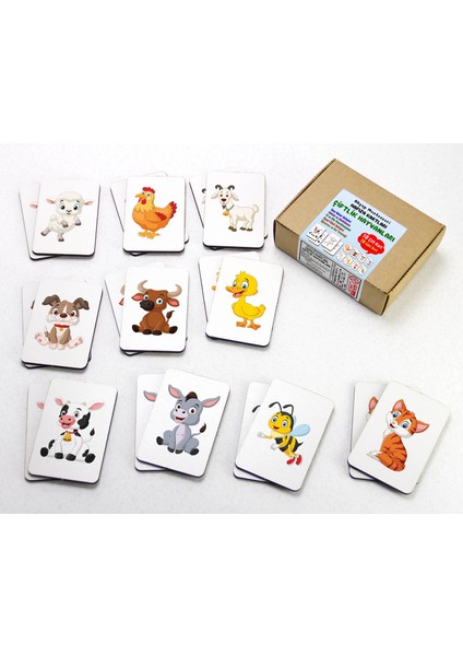 Zeka Kartları Eşleştirme Oyunu, Çiftlik Hayvanları Hafıza Kartları, Ahşap Eğitici Puzzle Oyuncak
