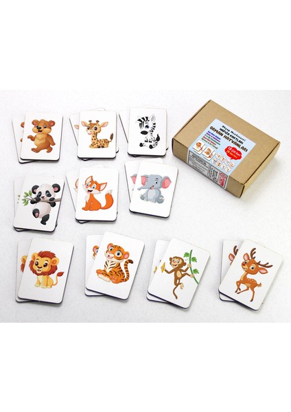 Zeka Kartları Eşleştirme Oyunu, Orman Hayvanları Hafıza Kartları, Ahşap Eğitici Puzzle Oyuncak