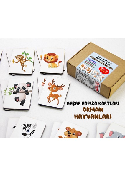 Zeka Kartları Eşleştirme Oyunu, Orman Hayvanları Hafıza Kartları, Ahşap Eğitici Puzzle Oyuncak indirimleri
