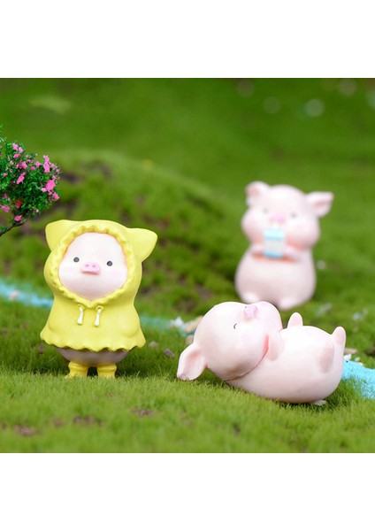 Adet Pembe Plastik Sevimli Domuz Dıy El Sanatları Reçine Domuz Kek Dekorasyon Peri Bahçe Dekorasyon Parti Süslemeleri (Yurt Dışından)