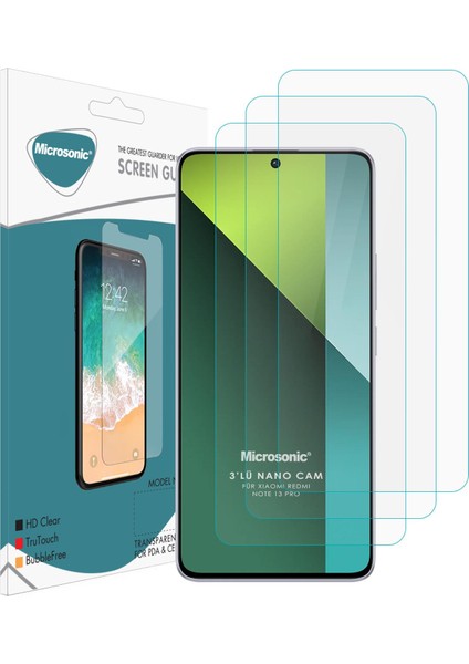 Xiaomi Redmi Note 13 Pro 5g Screen Protector Nano Glass Cam Ekran Koruyucu (3`lü Paket)