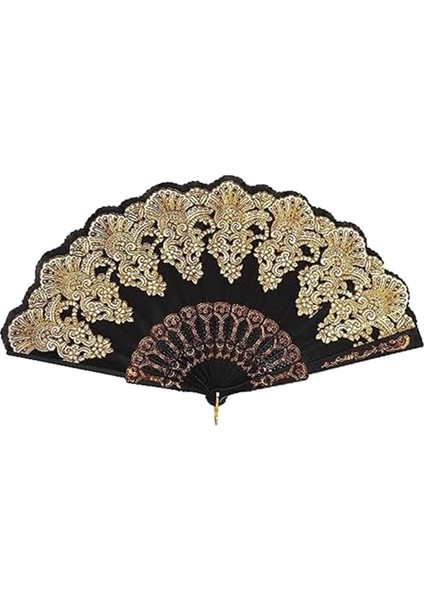 Kumaş Fan El Fanları Kadınlar Için Katlanır El Fanları Kadınlar Için Katlanır Ispanyol Hayranları El Doğum Günü Hediyeleri Için (Siyah) (Yurt Dışından)