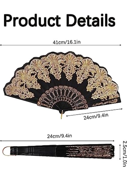 Kumaş Fan El Fanları Kadınlar Için Katlanır El Fanları Kadınlar Için Katlanır Ispanyol Hayranları El Doğum Günü Hediyeleri Için (Siyah) (Yurt Dışından) fiyatları