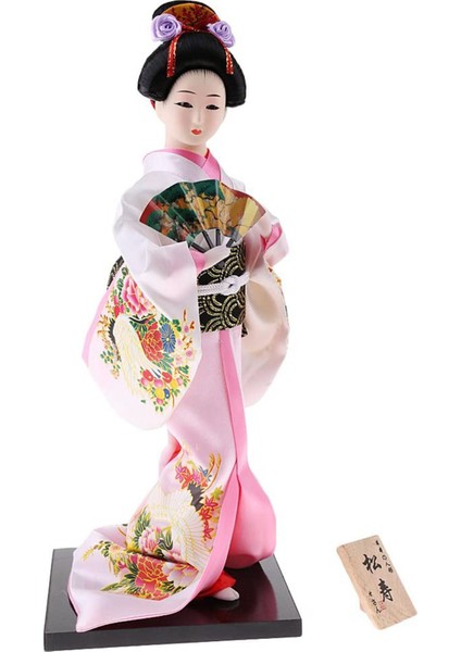 12 Inç Japon Kimono Bebek Geyşa Heykelcik Fan Süsler ile Hediye Sanat Zanaat Koleksiyon Pembe Kumaş Kız Için Hediye (Yurt Dışından)