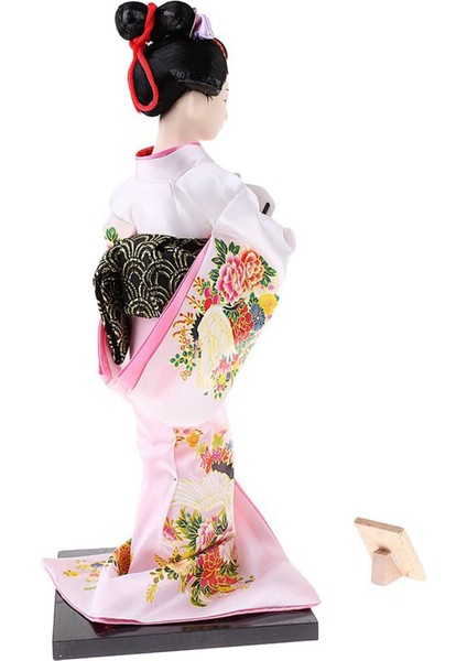 12 Inç Japon Kimono Bebek Geyşa Heykelcik Fan Süsler ile Hediye Sanat Zanaat Koleksiyon Pembe Kumaş Kız Için Hediye (Yurt Dışından)