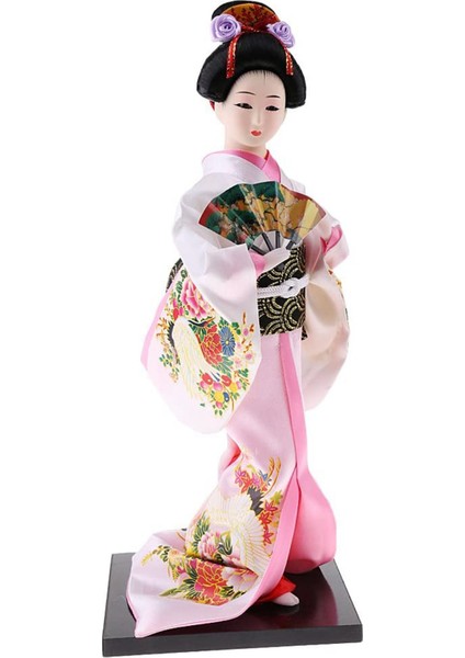 12 Inç Japon Kimono Bebek Geyşa Heykelcik Fan Süsler ile Hediye Sanat Zanaat Koleksiyon Pembe Kumaş Kız Için Hediye (Yurt Dışından)