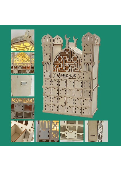 Ramazan Advent Takvimi, 30 Çekmeceli Ahşap Yeniden Kullanılabilir Advent Takvimi, Bayram Mübarek Dekorasyonu, Ramazan Takvimi (Yurt Dışından)