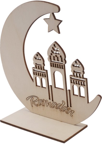 Ramazan Ahşap Eid Mubarak Dekorasyon Ay Islam Camii Müslüman Ahşap Plak Asılı Kolye Festivali Parti Malzemeleri 5 # (Yurt Dışından)