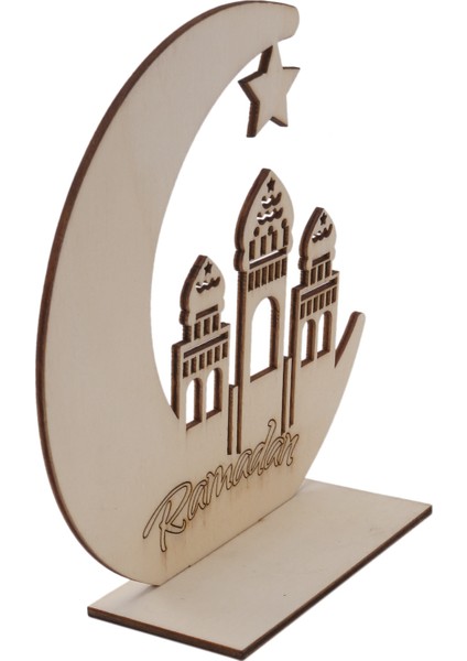 Ramazan Ahşap Eid Mubarak Dekorasyon Ay Islam Camii Müslüman Ahşap Plak Asılı Kolye Festivali Parti Malzemeleri 5 # (Yurt Dışından)