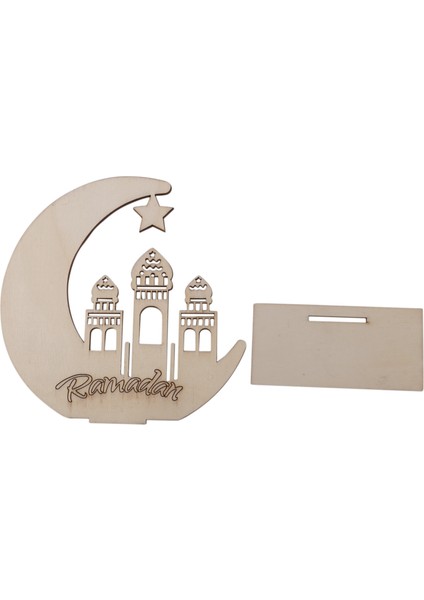 Ramazan Ahşap Eid Mubarak Dekorasyon Ay Islam Camii Müslüman Ahşap Plak Asılı Kolye Festivali Parti Malzemeleri 5 # (Yurt Dışından)