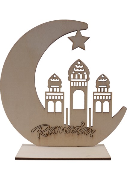 Ramazan Ahşap Eid Mubarak Dekorasyon Ay Islam Camii Müslüman Ahşap Plak Asılı Kolye Festivali Parti Malzemeleri 5 # (Yurt Dışından)