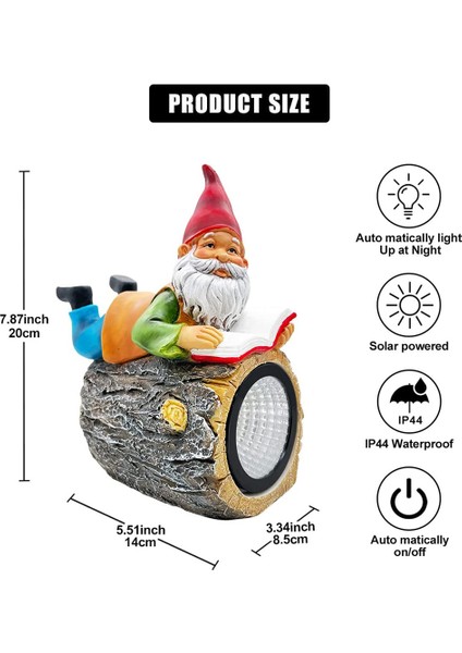 Güneş Bahçe Gnome Dekor-Eğlenceli Okuma Gnomish Reçine Heykeli Çim Veranda Balkon Sundurma Için Güneş Lambası (Yurt Dışından) fiyatları