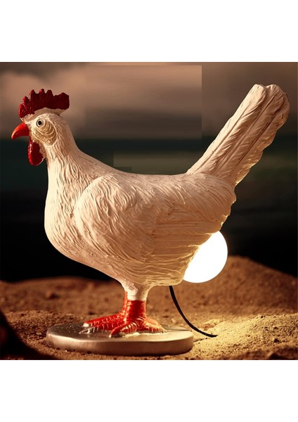 Tavuk Yumurtası Lambası, 3D Tavuk Masa Lambası, Gerçekçi LED Yumurta Lambası, USB ile Reçine Tavuk Yumurtası Gece Lambası (Tavuk Yumurtası Lambası) (Yurt Dışından)