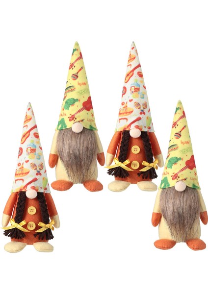 Parça Fiesta Gnome Çift Cinco De Mayo Tomte Ev Mutfak Için El Yapımı Iskandinav Süsler Katmanlı Tepsi Dekorasyon (Yurt Dışından)